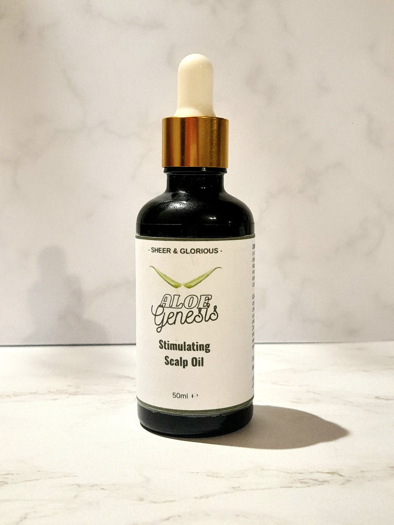 Stimulating Scalp Oil – Boost Hair Growth & Revitalize Your Roots | Energizing, Nourishing Treatment | Infused with Aloe Vera - 50ml | Natural, Plant - Based and Organic | Infused with Organic Aloe Vera - 50ml - Sheer and Glorious